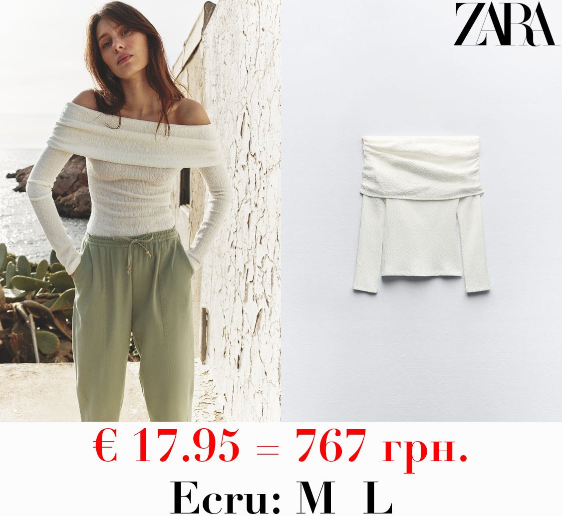 TEXTURED OFF-THE-SHOULDER TOP