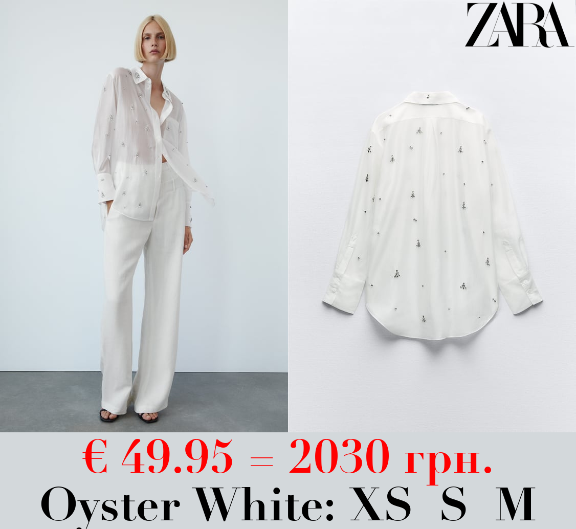 EMBROIDERED RHINESTONE SHIRT