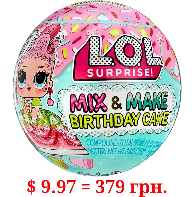 LOL Surprise Mix & Make Birthday Cake Tots with Collectible Doll, DIY Cake Dress, Cake Making and Decorating, Ingredients and Glitter Sprinkles, Cake Dress Doll- Great Gift for Girls Age 3+