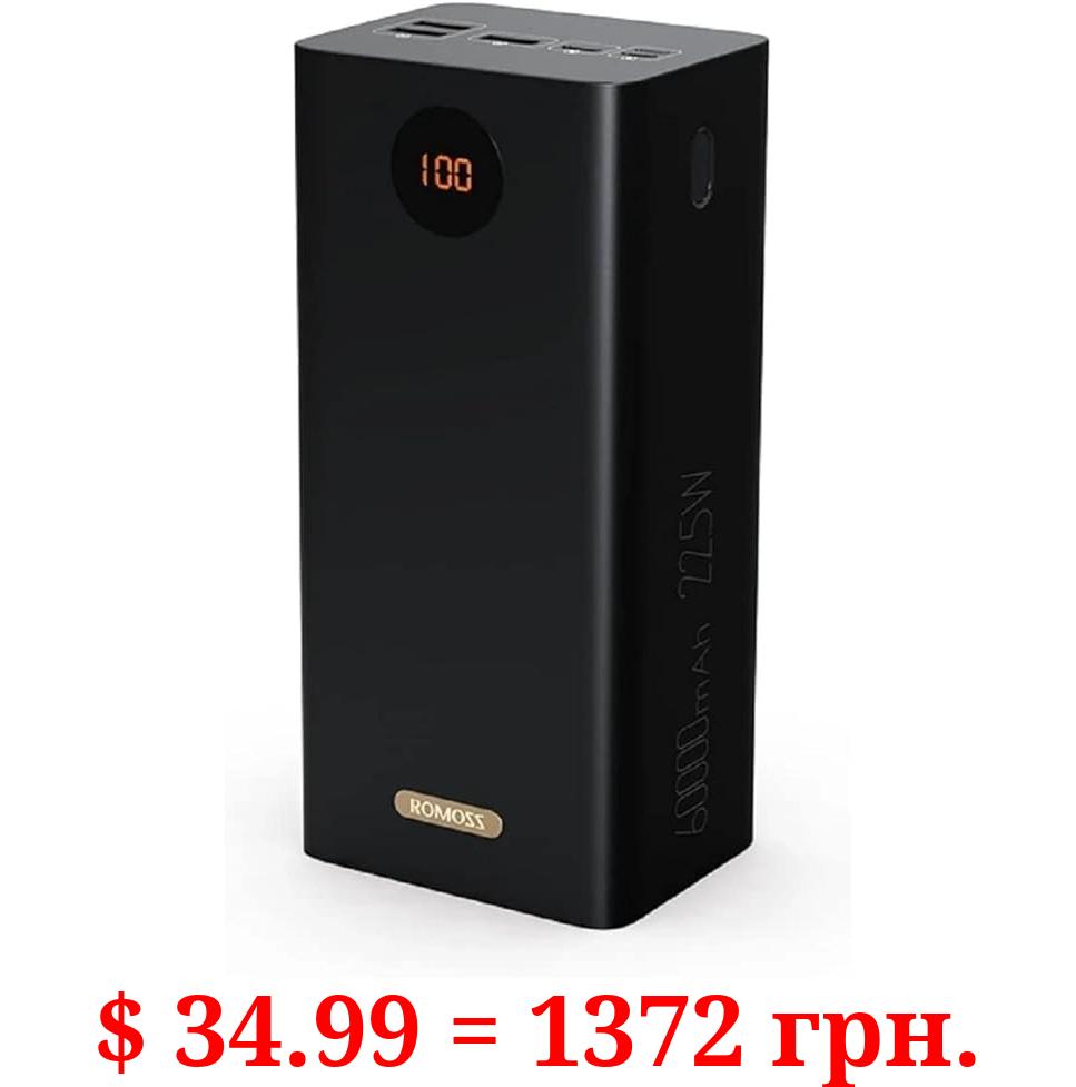 ROMOSS Power Bank 60000mAh High-Capacity Portable Charger, Power Station, 22.5W Fast Charging, PD 3.0, USB C, 4 Outputs & 3 Inputs with LCD Display for iPhone, Android Travel and Outdoors