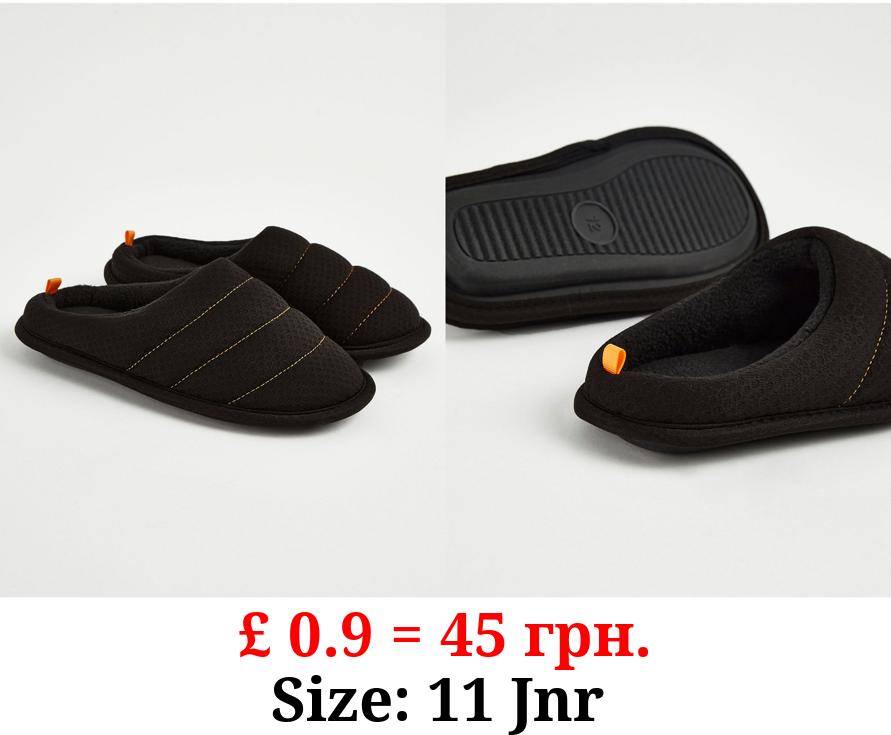 Black Padded Mule Slippers