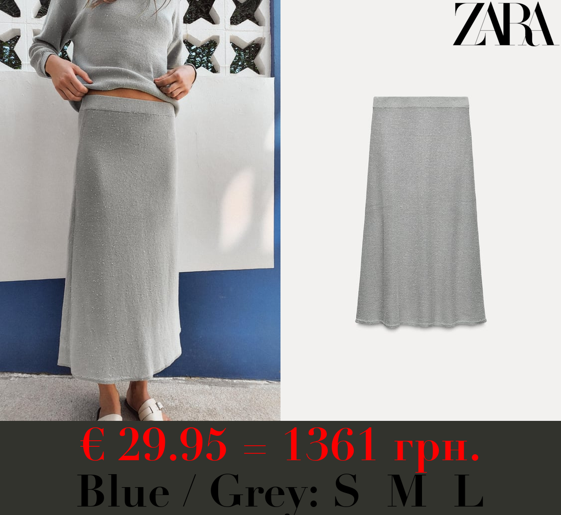 KNIT MIDI SKIRT WITH BEADING
