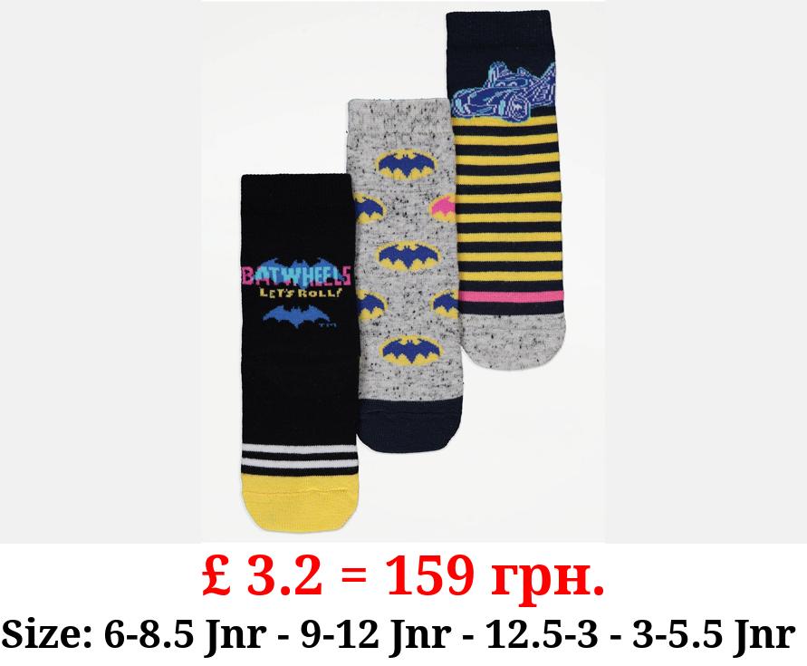 DC Comics Batman Logo Stripe Ankle Socks 3 Pack