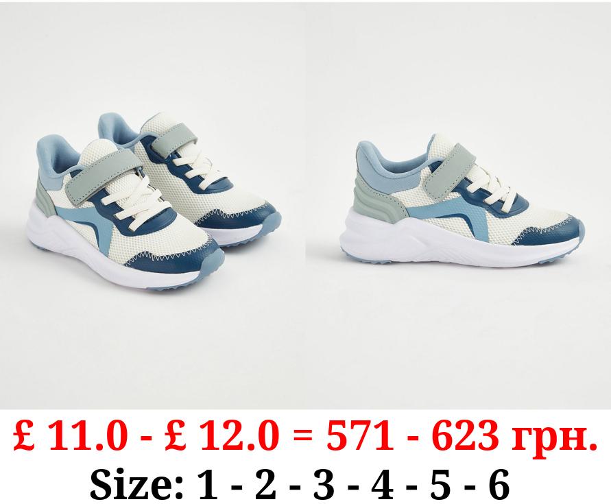 Strap Sporty Panelled Mesh Trainers