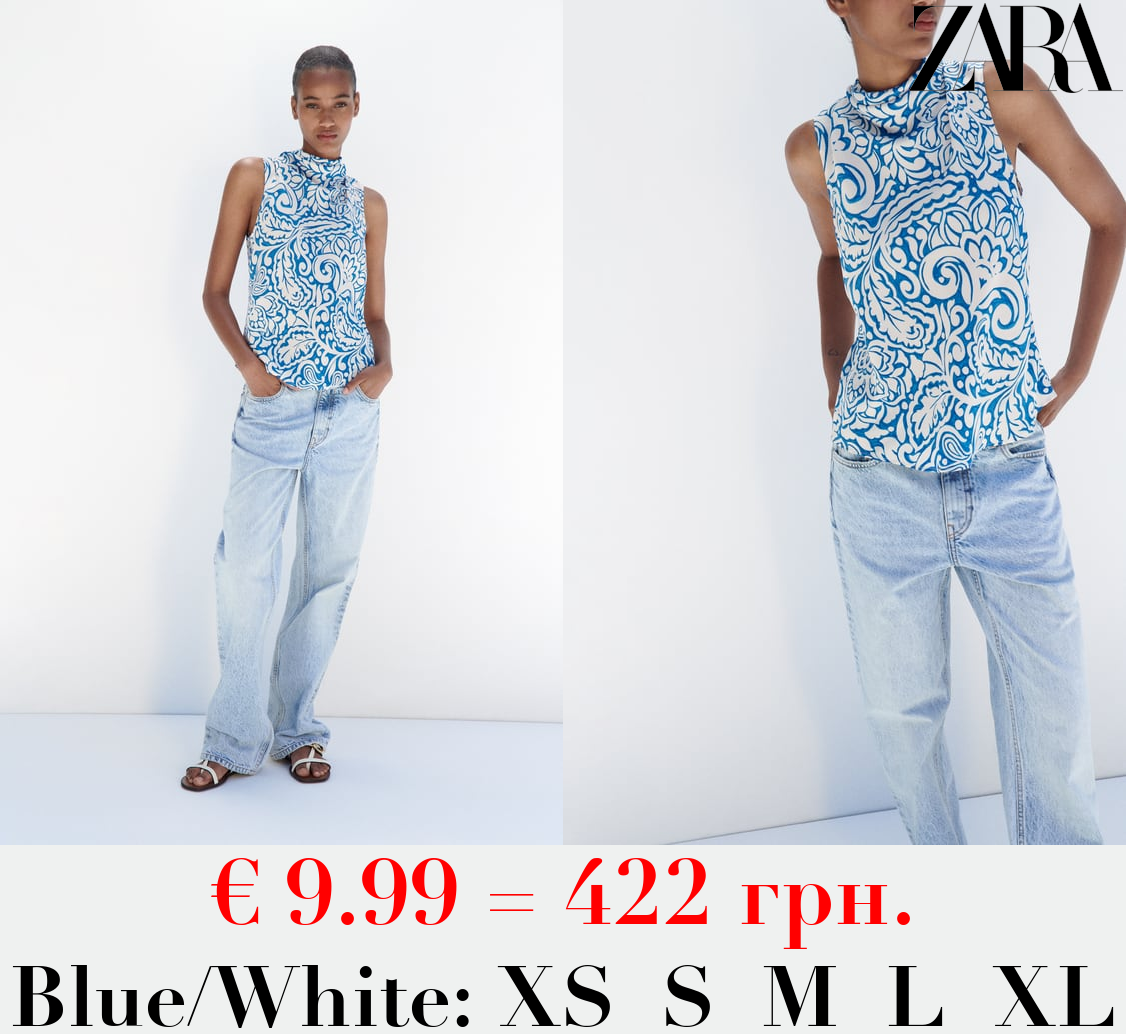 PRINTED TOP WITH BOW