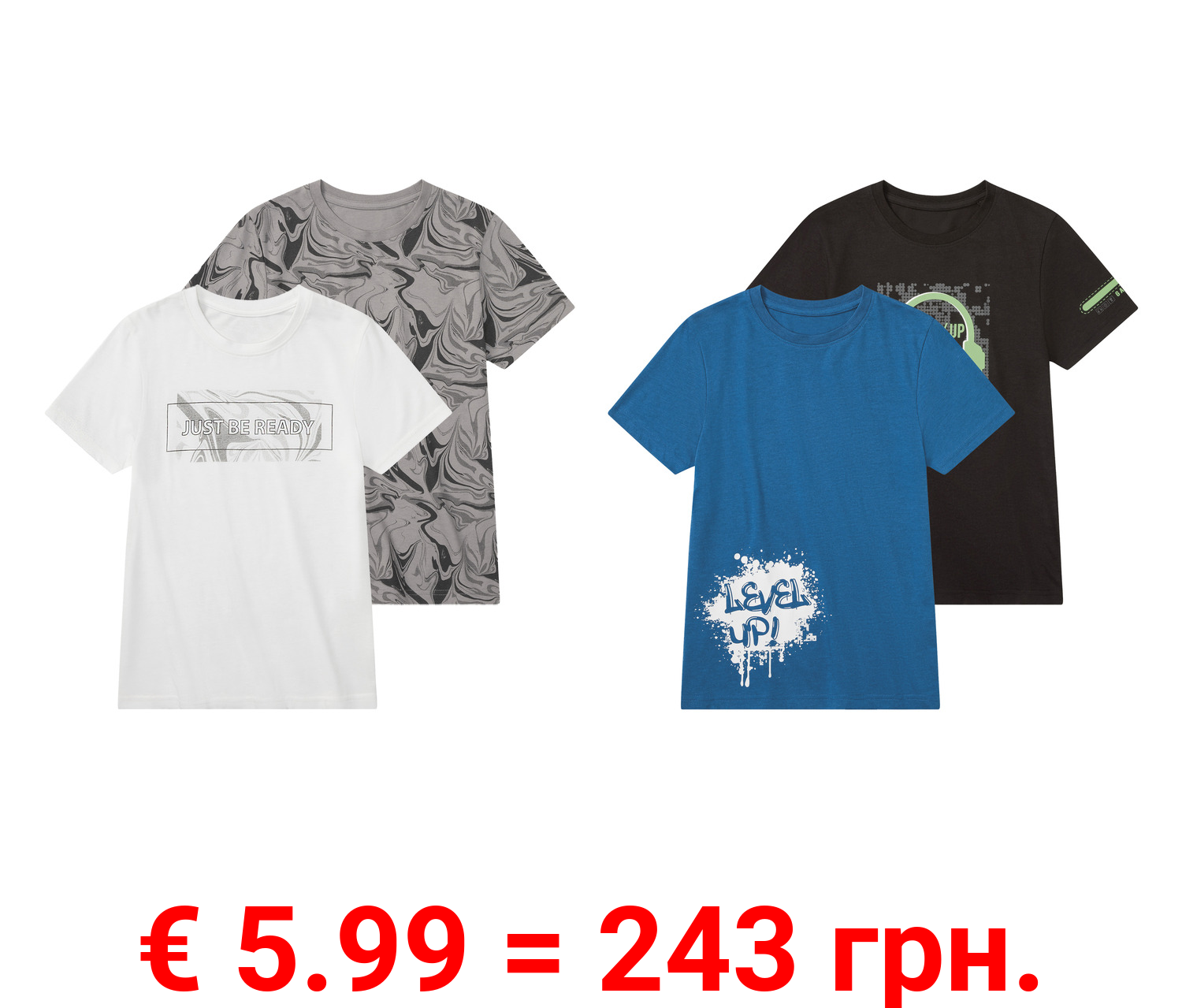 pepperts!® Kinder T-Shirts, 2 Stück, mit coolem Print