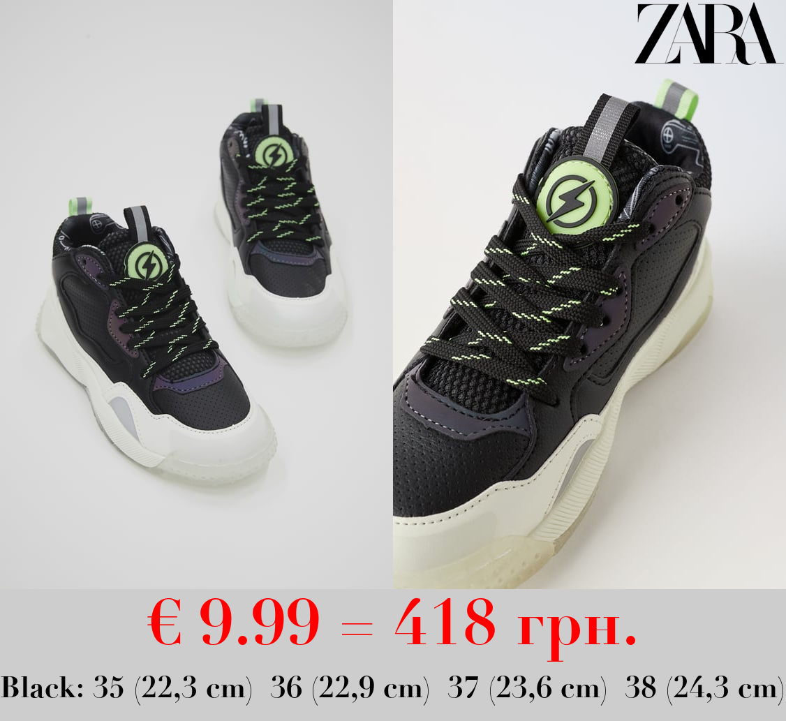 GLOW-IN-THE-DARK HIGH-TOP SNEAKERS