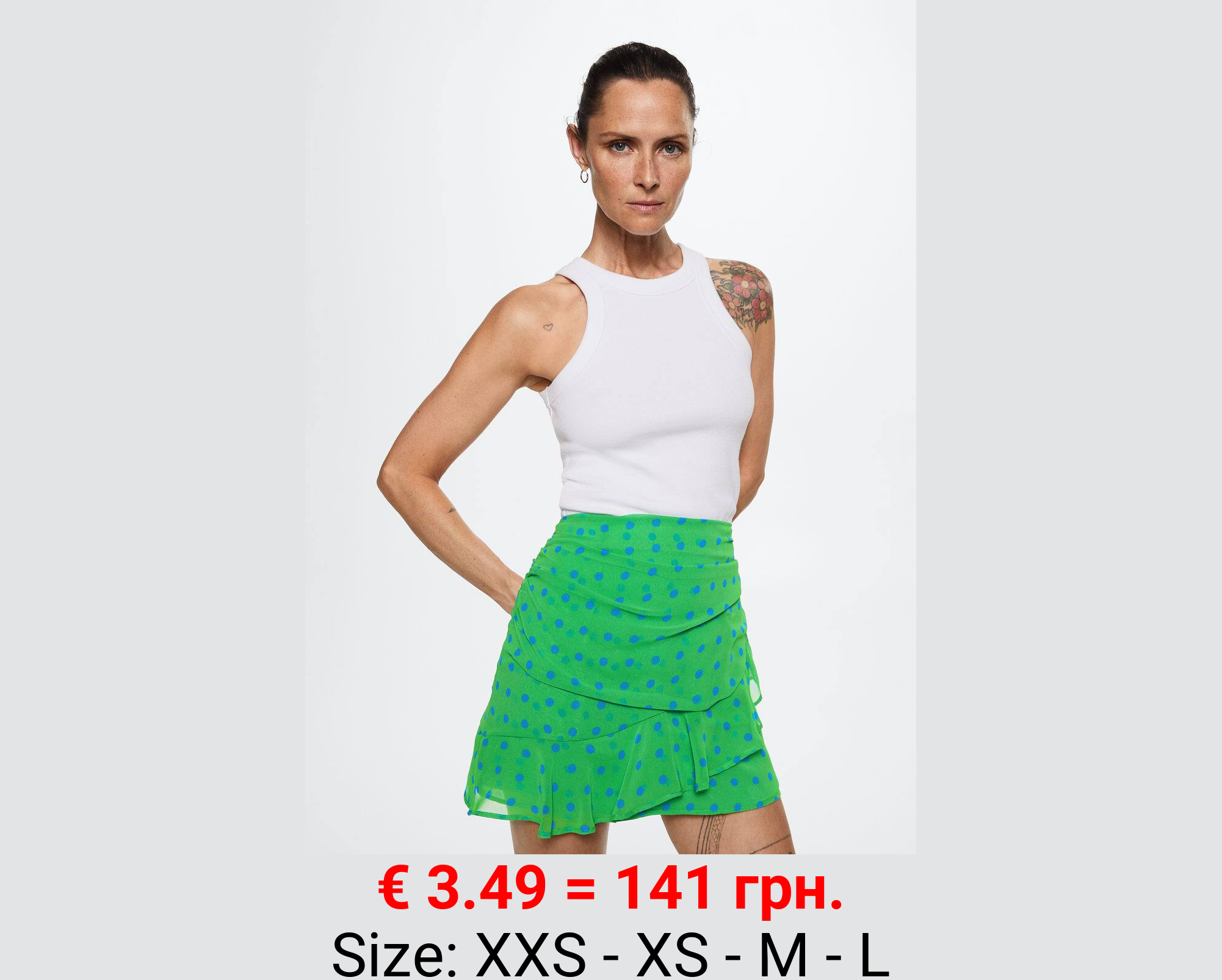 Falda drapeada volantes