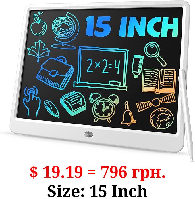 TEKFUN Easter Gifts for Kids, 15inch LCD Writing Tablet Drawing Board, Teen Girl Boy Gifts Age 10 and Up, Birthday Gifts for All Age Groups, Erasable Writing Tablet for Business Meeting (White)