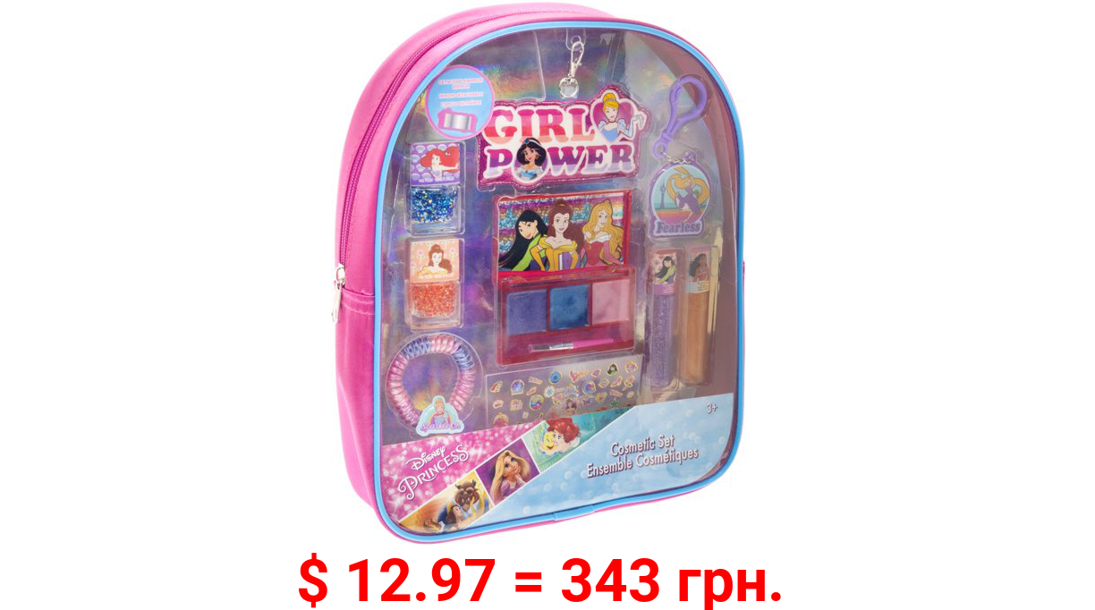 Disney Princess Townley Girl Makeup Filled Backpack Set with 8 Pieces, Ages 3+