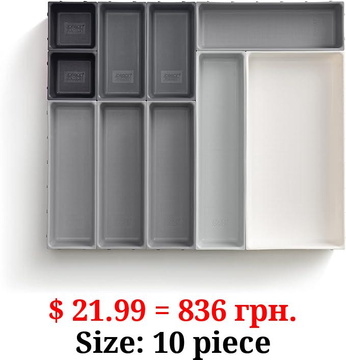 Joseph Joseph Blox 10 Piece Plastic Storage Trays Cosmetics, Stationary, Utensils Drawer Organizer Grey