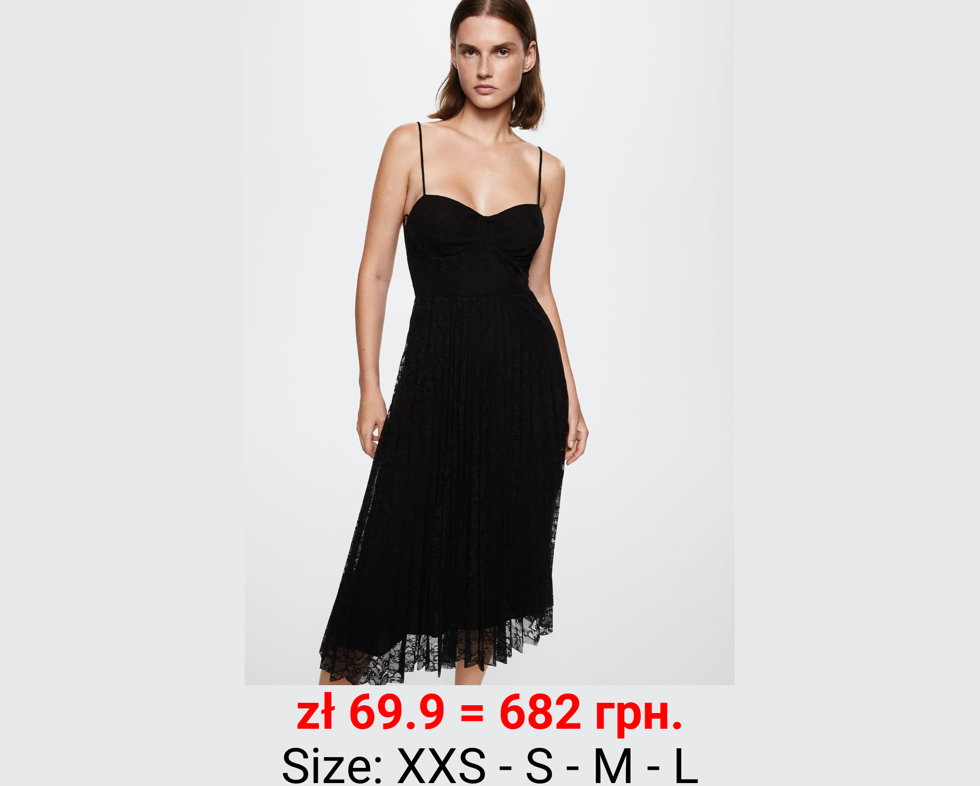 Vestido plisado encaje