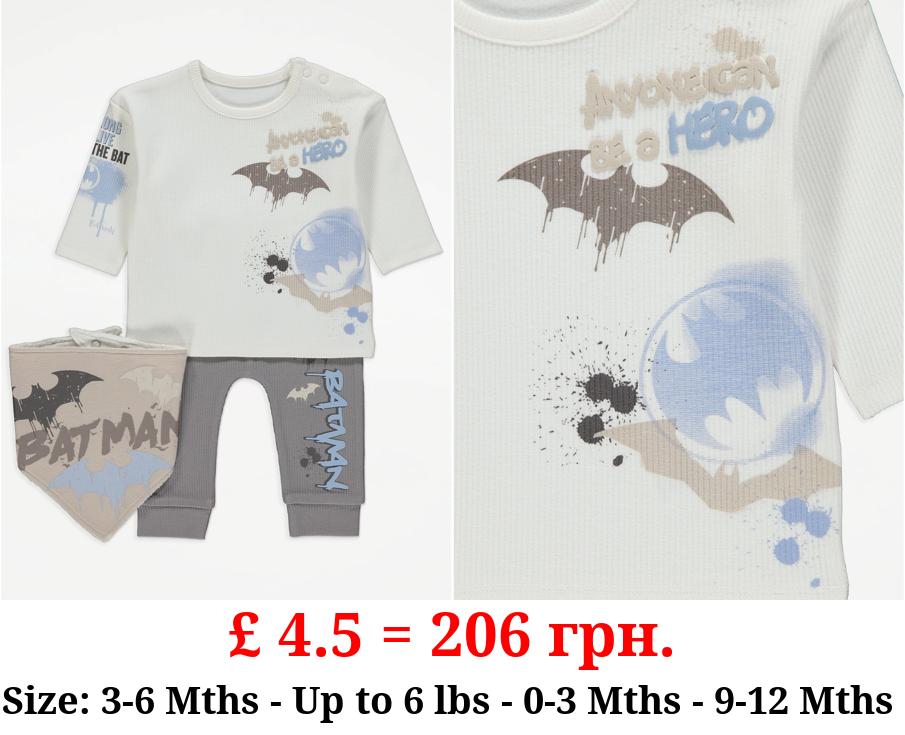 DC Comics Batman Cream Top Joggers and Bib Outfit