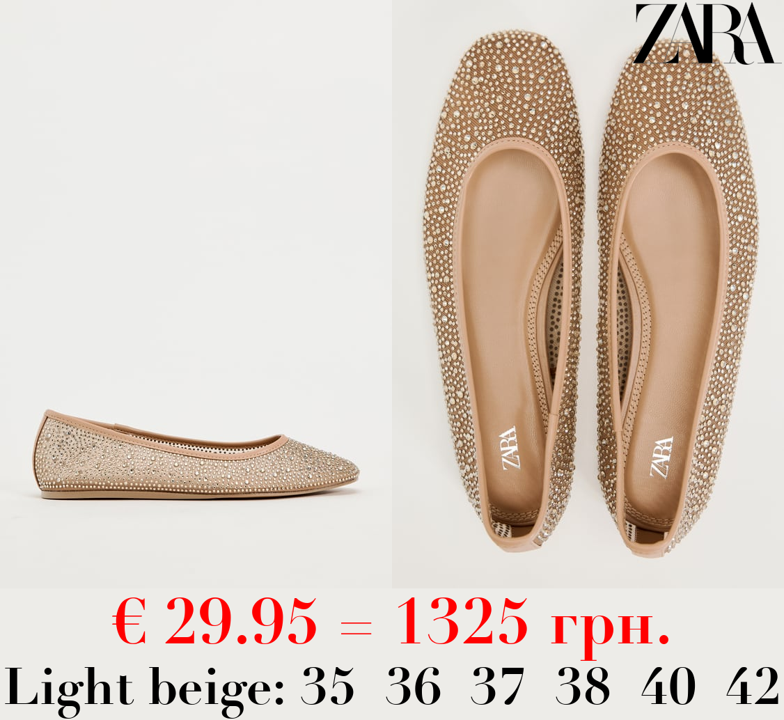 MESH BALLET FLATS WITH RHINESTONES