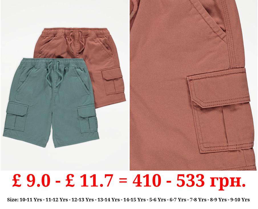Green Woven Cargo Shorts 2 Pack