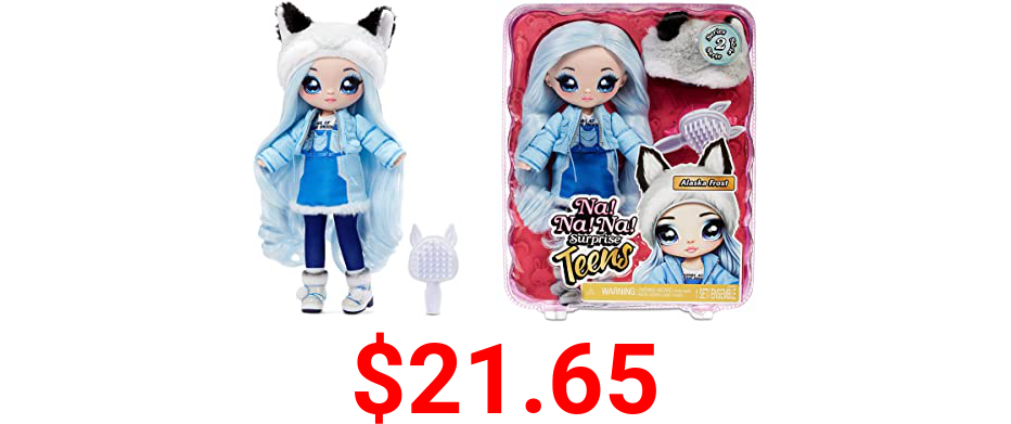 Na! Na! Na! Surprise Teens 11" Fashion Doll Alaska Frost, Soft, Poseable, Blue Hair, Adorable Animal-Inspired Wolf Hat Outfit & Accessories, Gift for Kids, Toy for Girls & Boys Ages 5 6 7 8+ Years