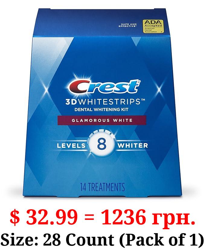 Crest 3D Whitestrips, Glamorous White, Teeth Whitening Strip Kit, 28 Strips (14 Count Pack)