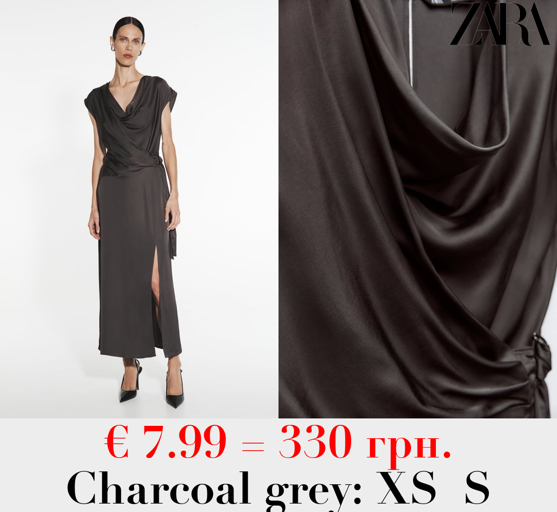 DRAPED SATIN DRESS