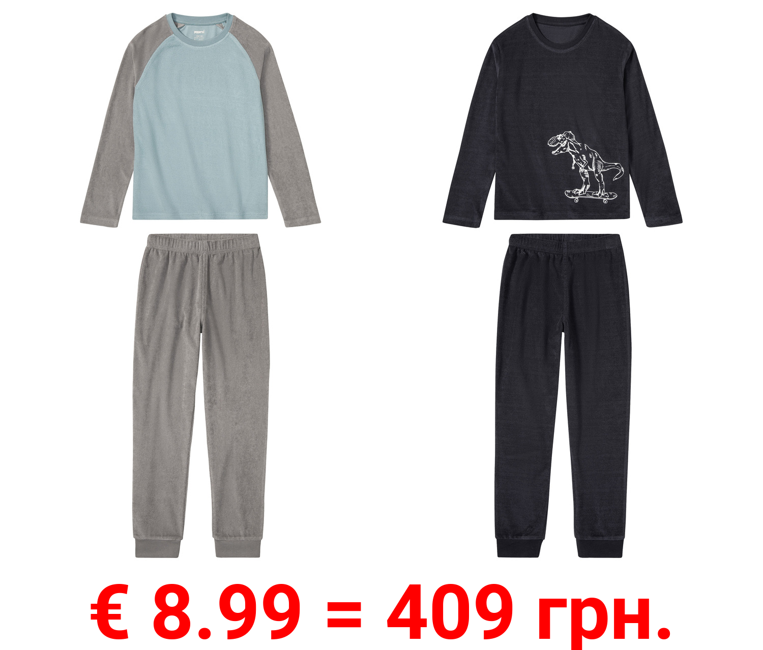 pepperts!® Kinder Jungen Pyjama aus kuschelig weichem Frottee