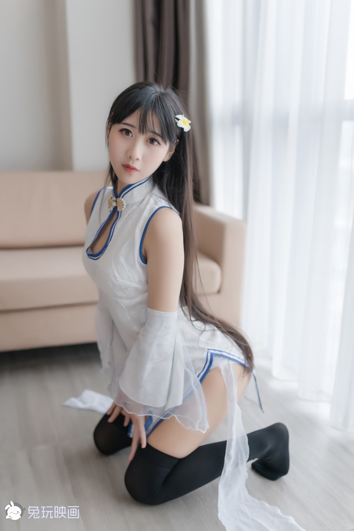Cosplay 兔玩映画 白色旗袍 39