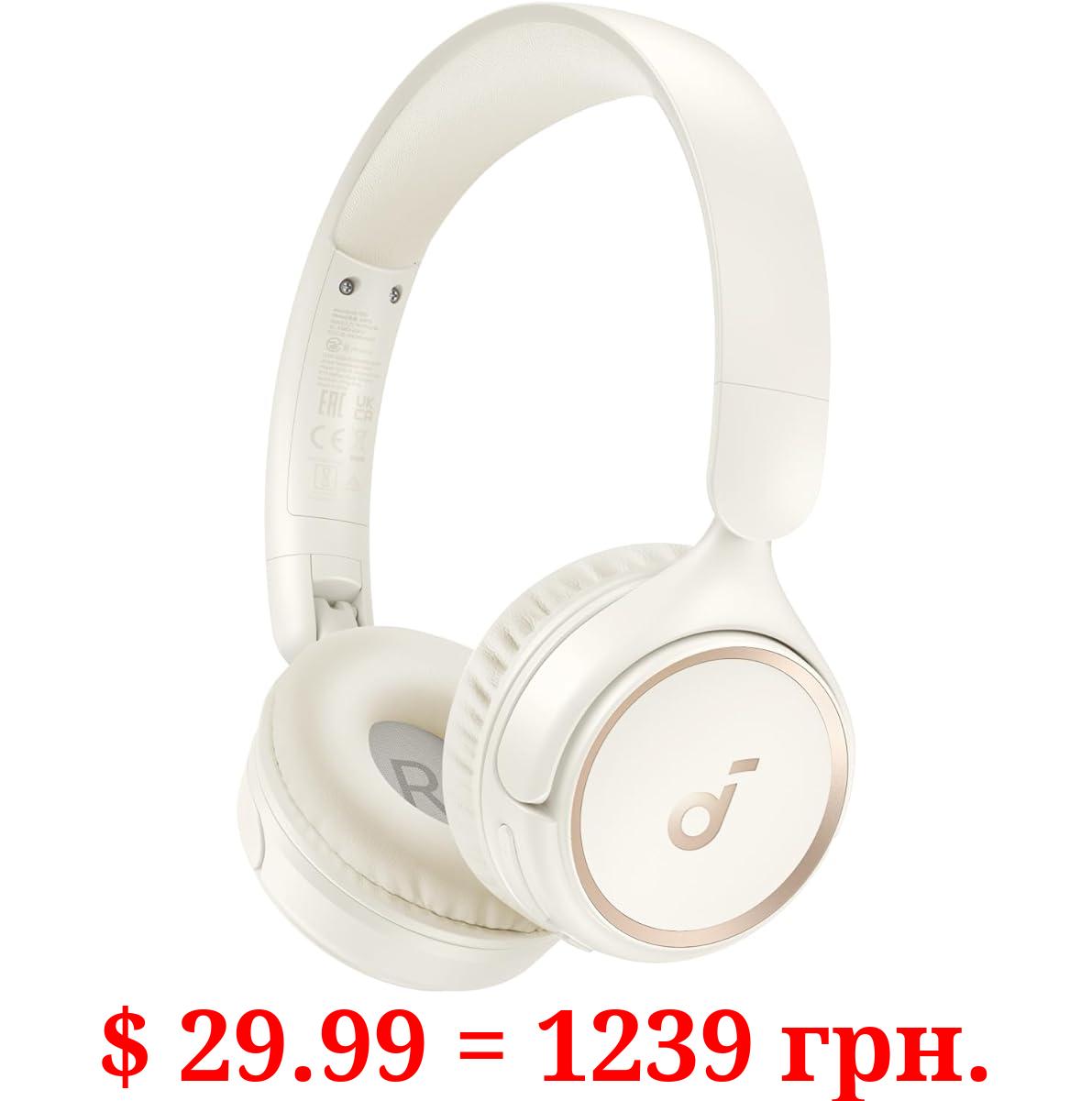 Soundcore H30i Wireless On-Ear Headphones, Foldable Design, Pure Bass, 70H Playtime, Bluetooth 5.3, Lightweight and Comfortable, App Connectivity, Multipoint Connection (White)