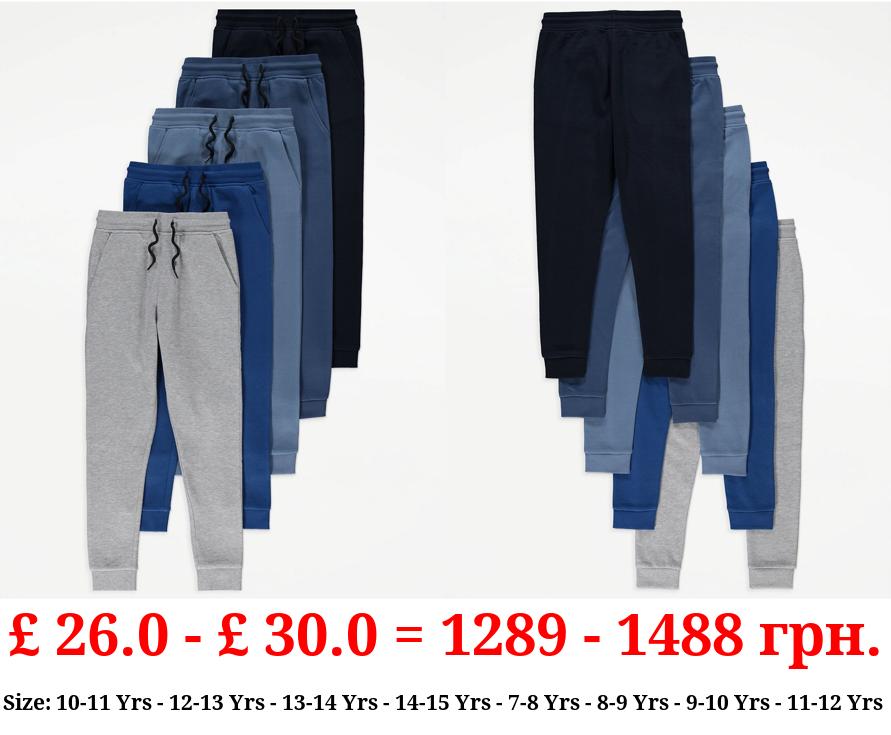 Blue Plain Joggers 5 Pack