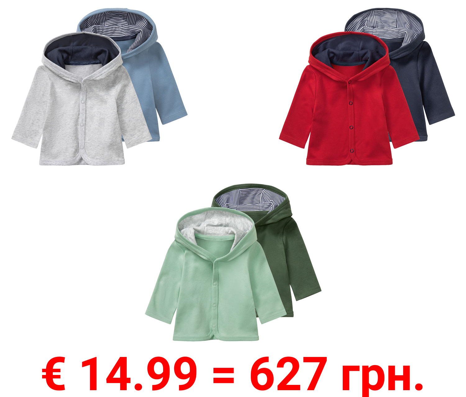 lupilu® Baby Jäckchen, reine Bio-Baumwolle, 2er Set