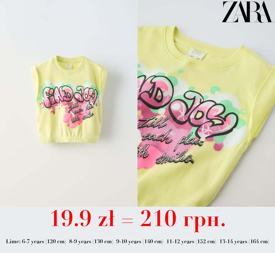 GRAFFITI T-SHIRT WITH ELASTICATED DETAIL
