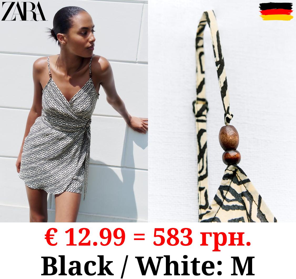 PRINTED MINI WRAP DRESS