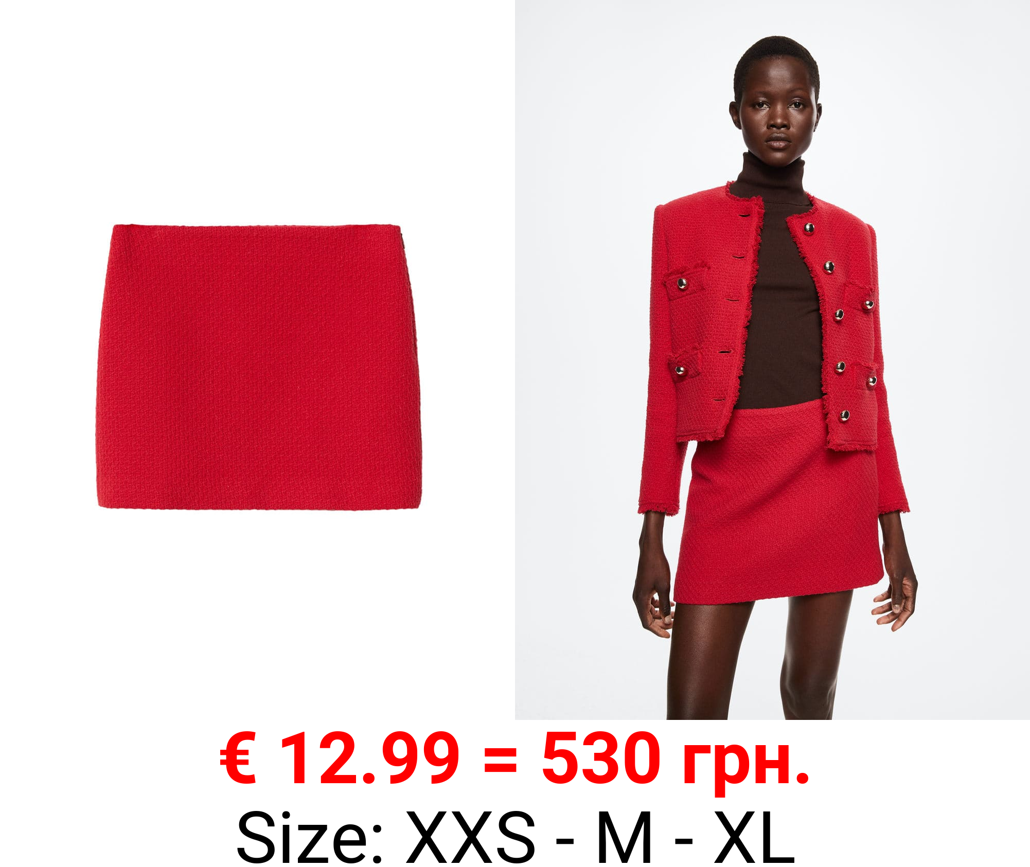 minifalda tweed algodón