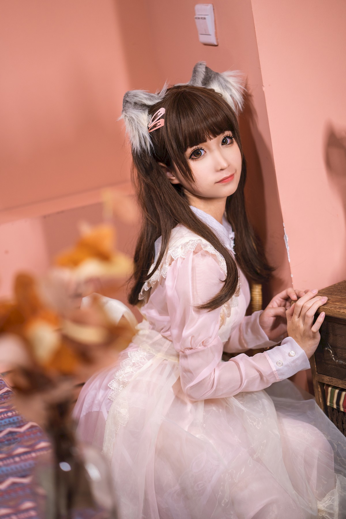Cosplay 蠢沫沫 Chunmomo 粉透明女仆 25