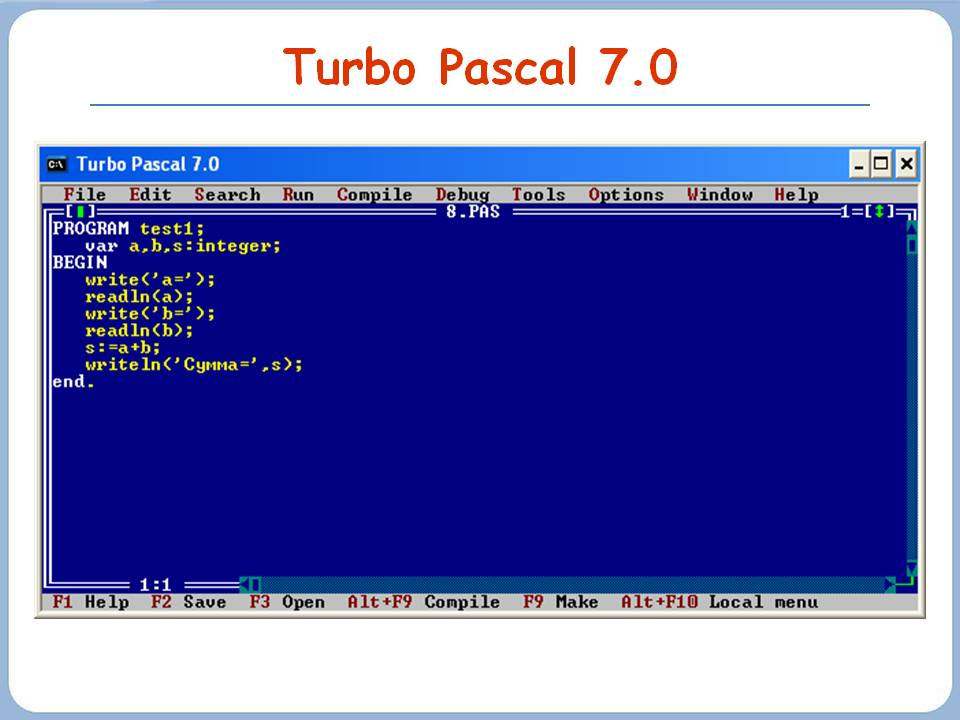 Turbo Pascal 7. Программирование Turbo Pascal. Программа турбо Паскаль. Приложения на Turbo Pascal. T pascal