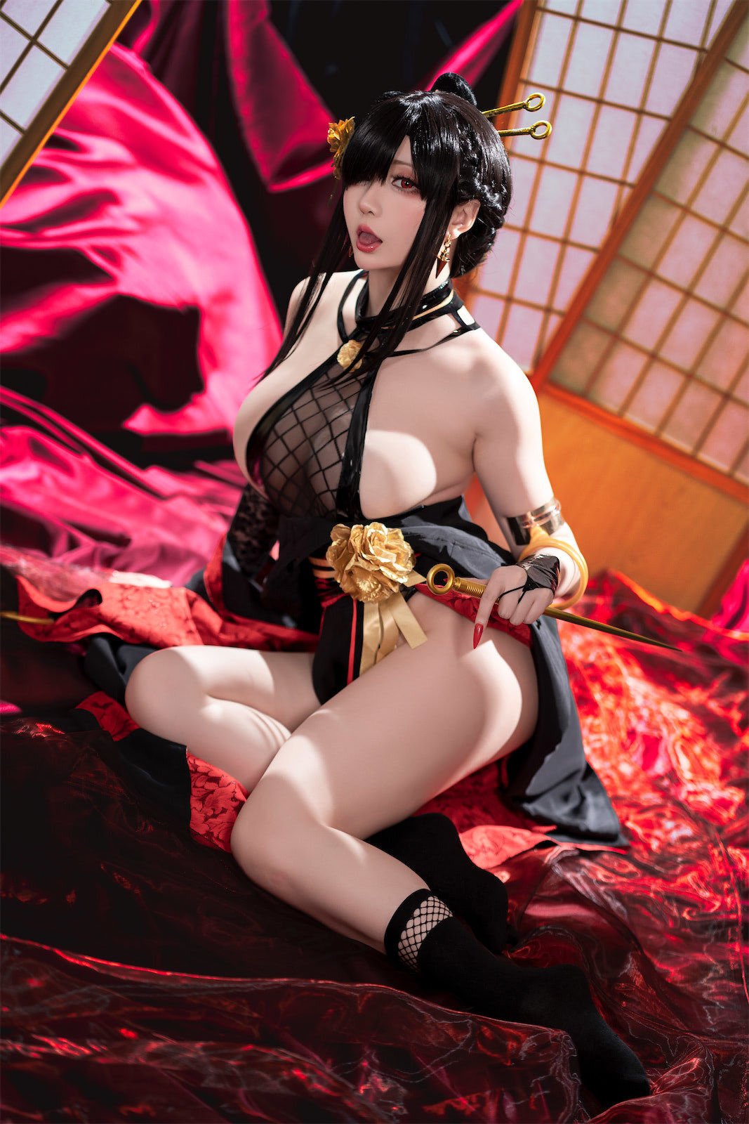 Cosplay 星之迟迟Hoshilily 圣诞节 约尔 同人和风战斗服 3