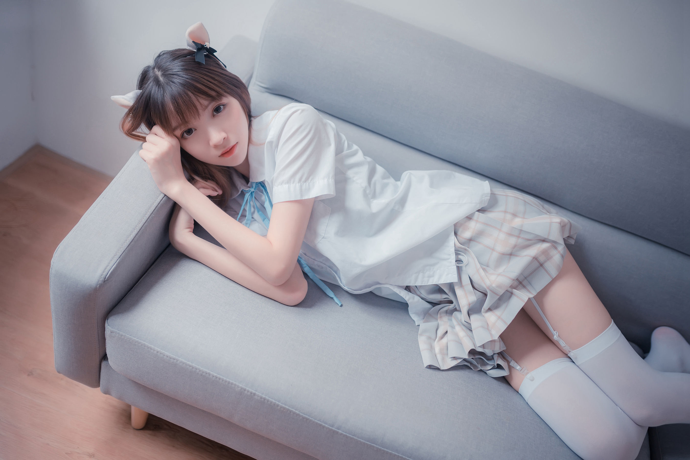 [风之领域]_NO.065_祖木子_格子裙吊带白丝-写真图集共47P 8