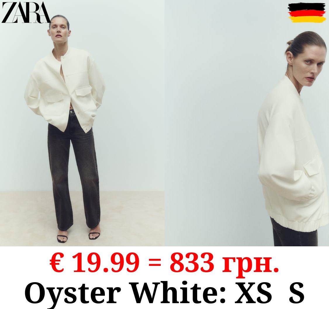 LONGLINE BOMBER JACKET WITH PATCH POCKETS