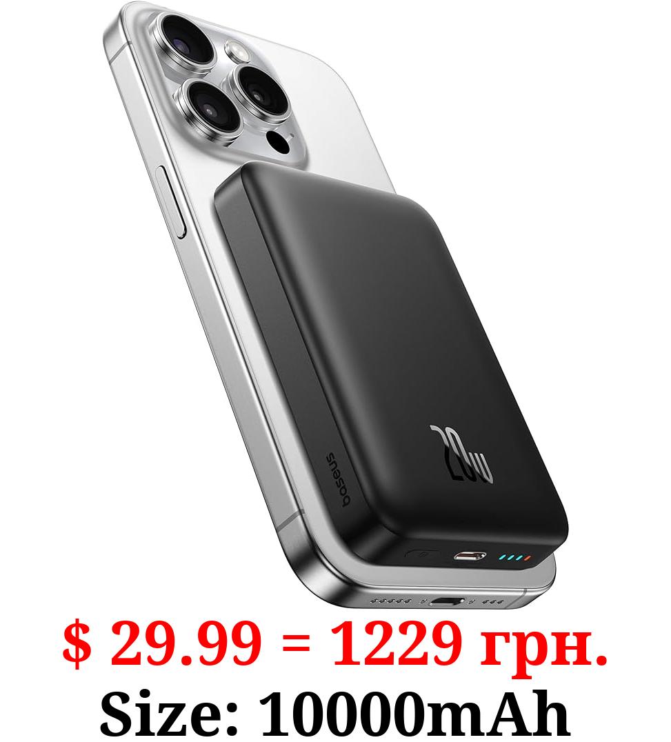 Baseus for MagSafe Portable Charger, 10000mAh Wireless Magnetic Power Bank with Type-C Cable 20W PD Charging, Slim Phone Battery Pack for iPhone 15/15 Pro/15 Pro Max, iPhone 14/13/12 Series -(Black)