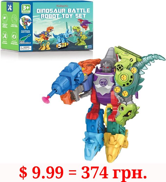 Kidtastic 5-in-1 STEM Dinosaur Robot Toy for Toddlers Ages 3-8, Preschool Learning Toys, Sensory Play for Boys and Girls, Outdoor Fun Dinosaurs Birthday Gifts