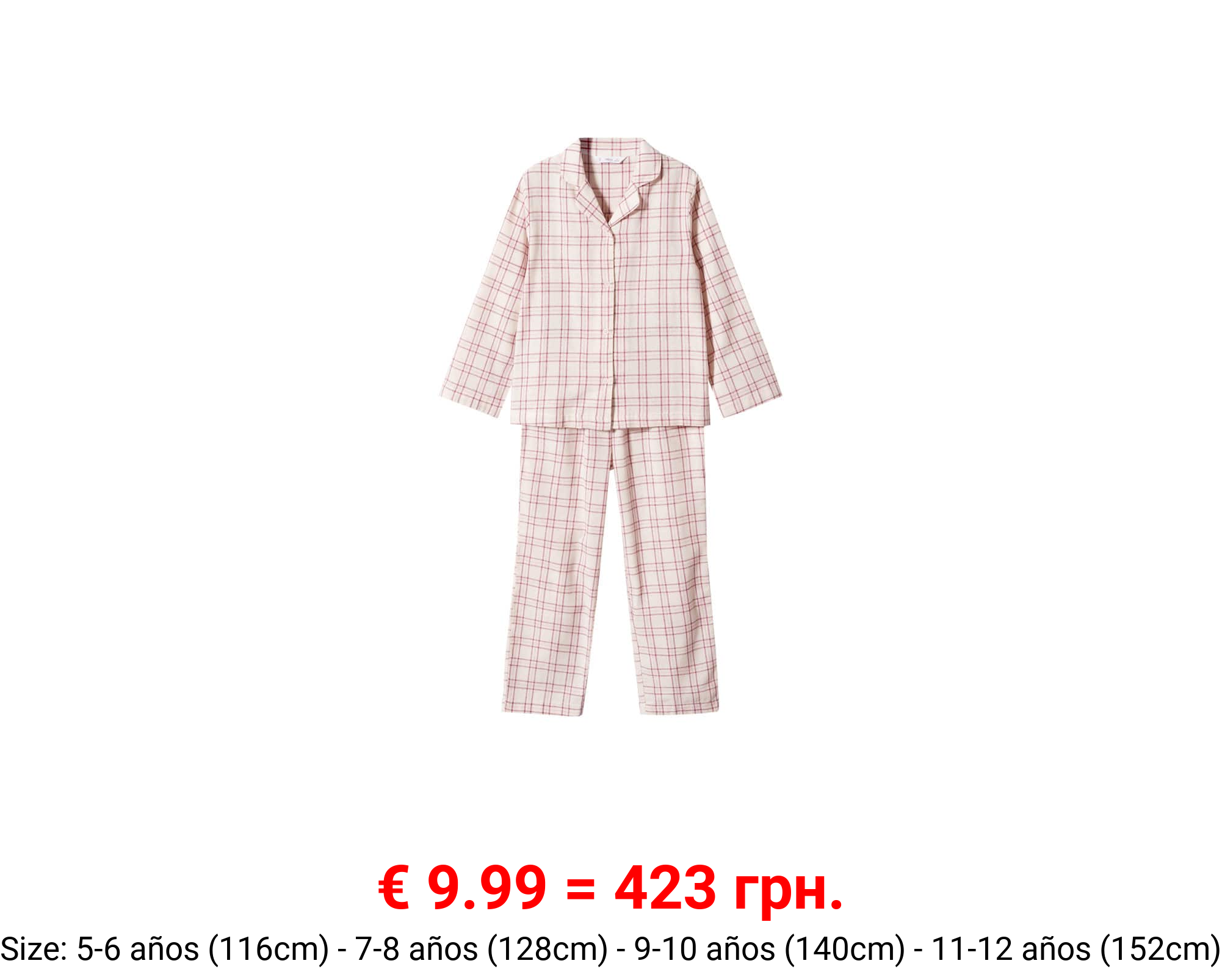 Pijama dos piezas largo cuadros