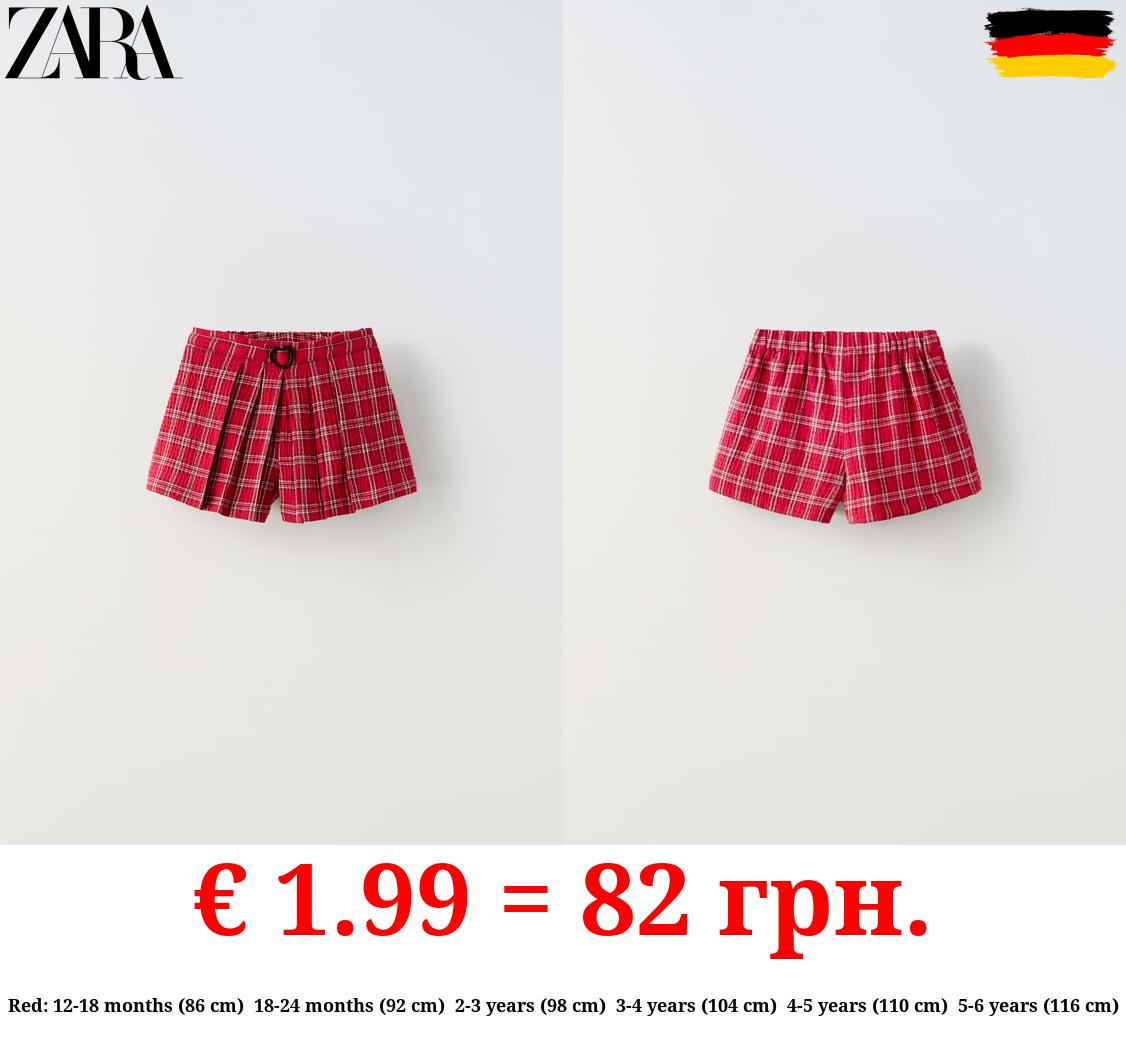 CHECK BERMUDA SHORTS WITH BOX PLEAT DETAIL