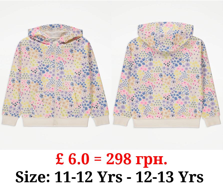 Ditsy Floral Zip Up Hoodie