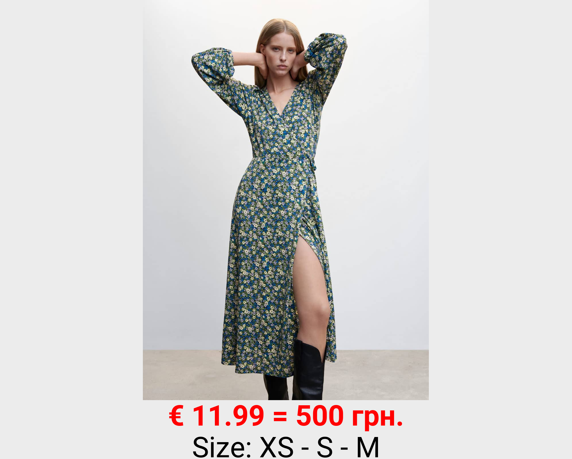 Vestido estampado abertura 