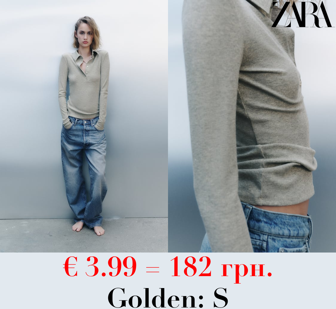 METALLIC POLO COLLAR T-SHIRT