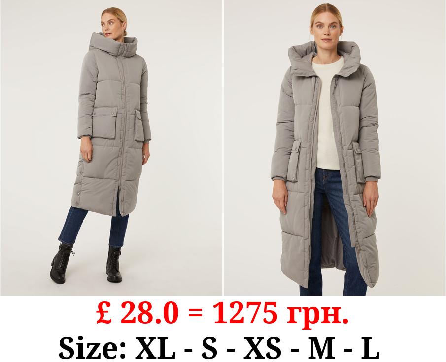 Grey Padded Longline Coat