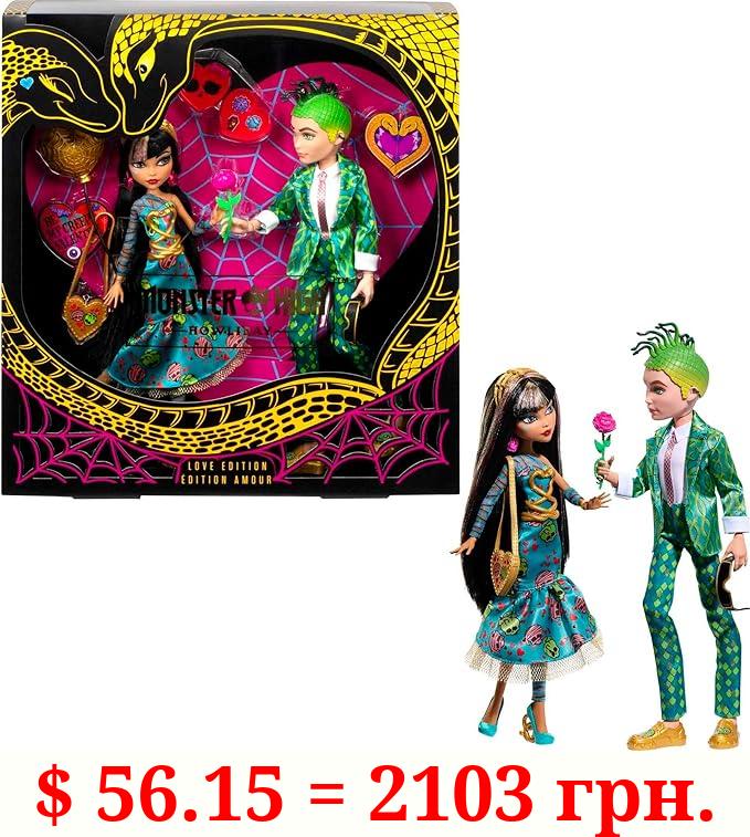 Monster High Dolls, Cleo De Nile and Deuce Gorgon Howliday Love Edition Collector 2-Pack with Valentine's Accessories