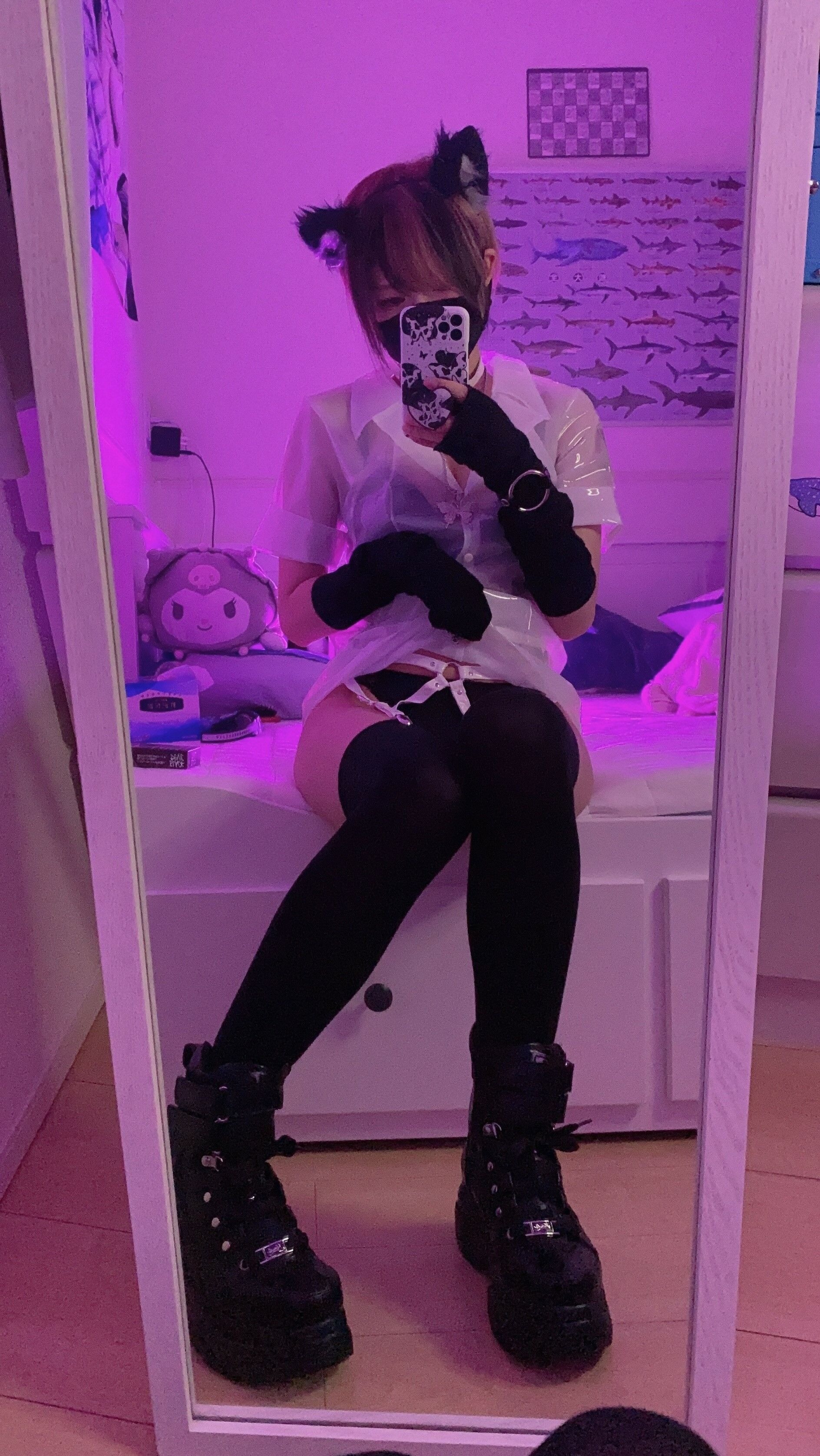御伽樒 蓝卫衣+猫耳束缚 152