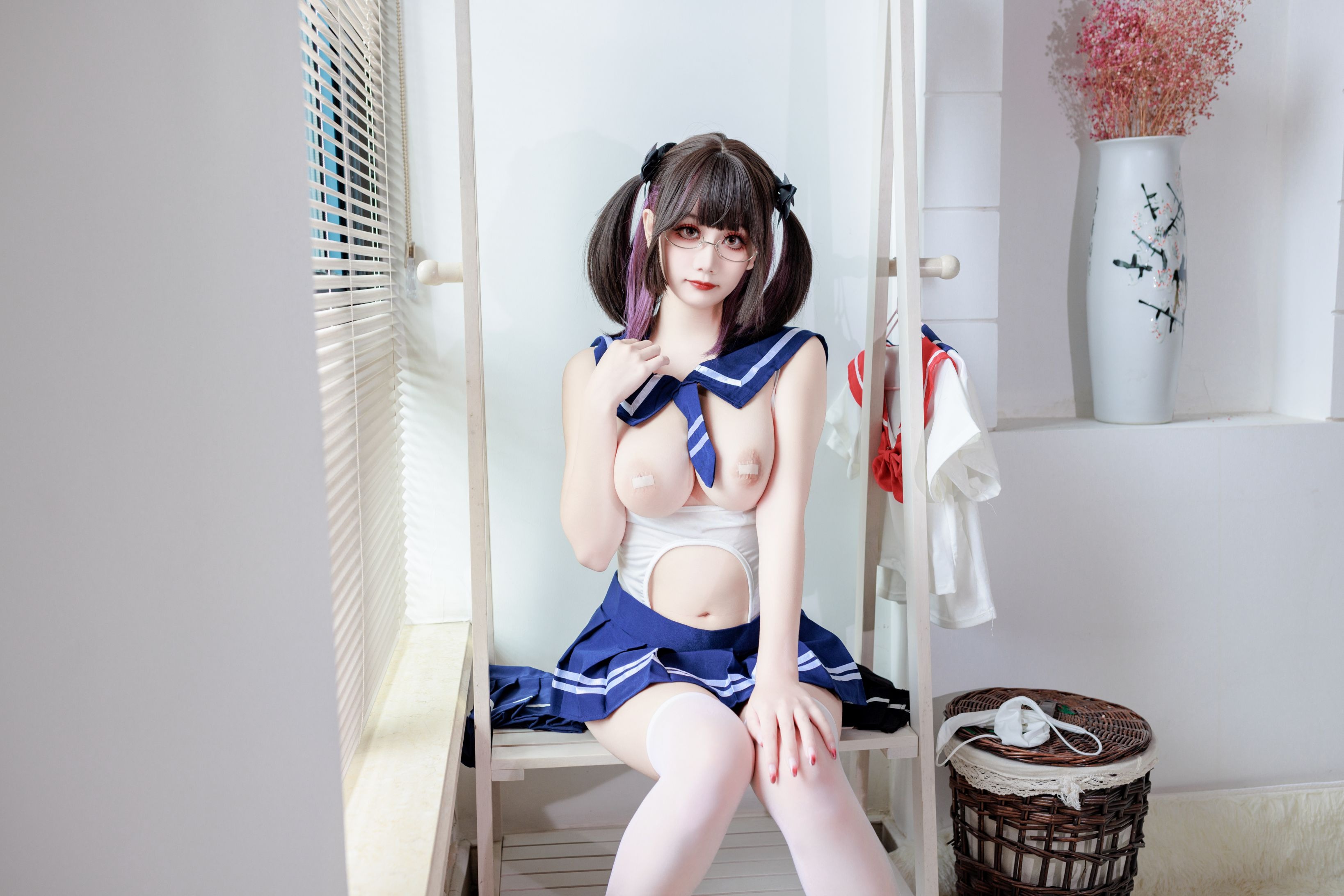 阿雪雪 连体水手服95P 84