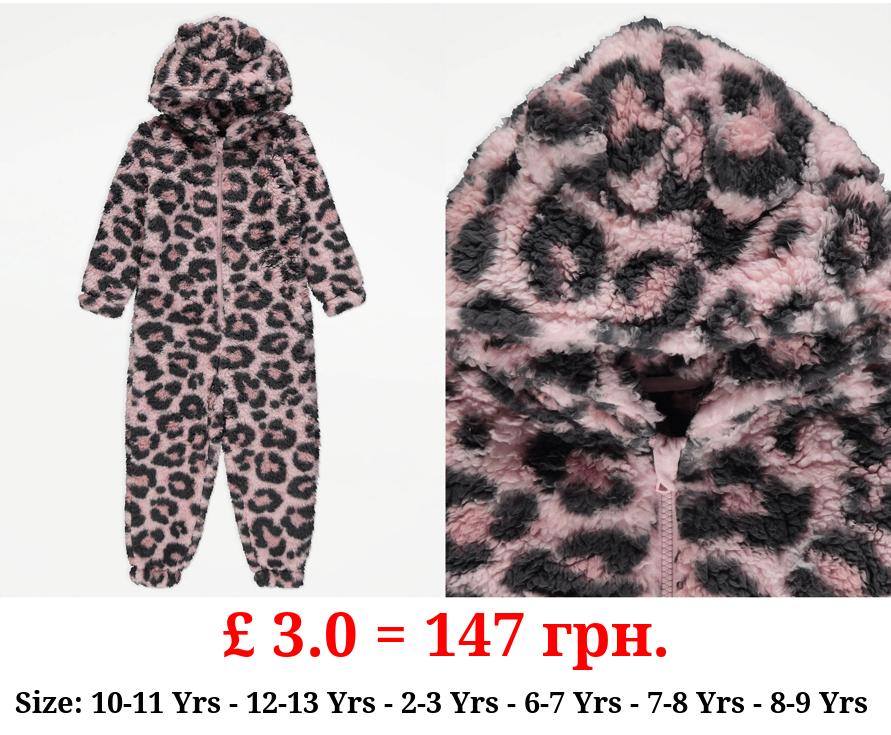 Pink Leopard Fleece Onesie