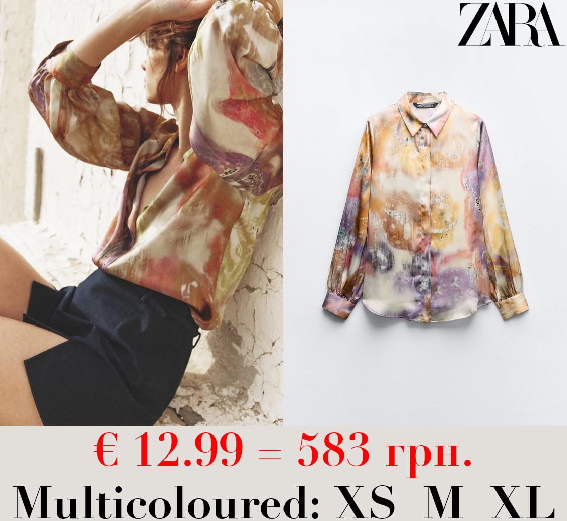 BLENDED PRINT SATIN SHIRT