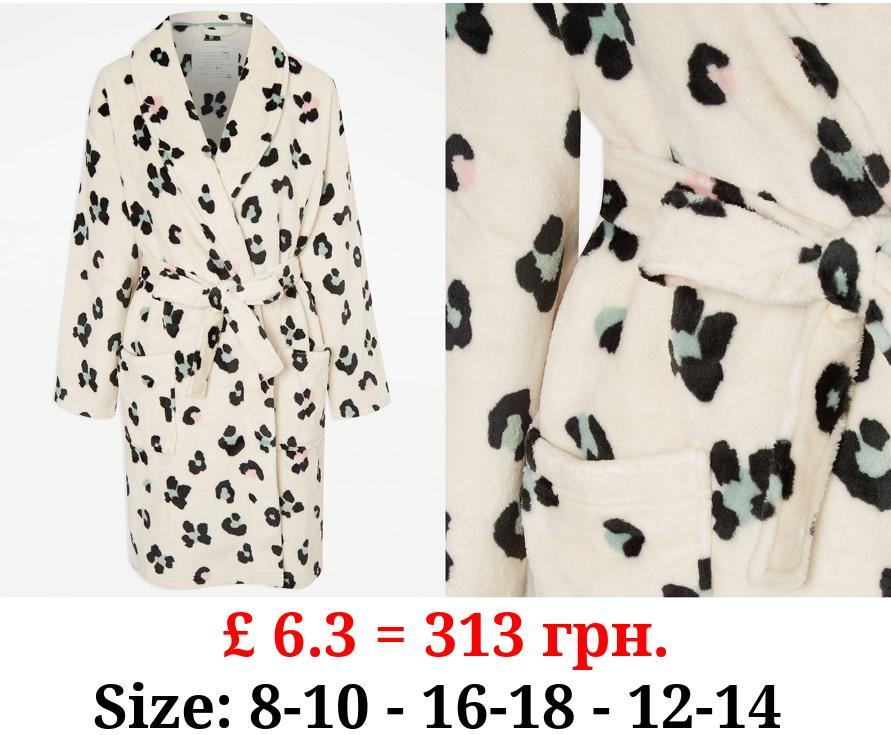 Cream Animal Print Dressing Gown