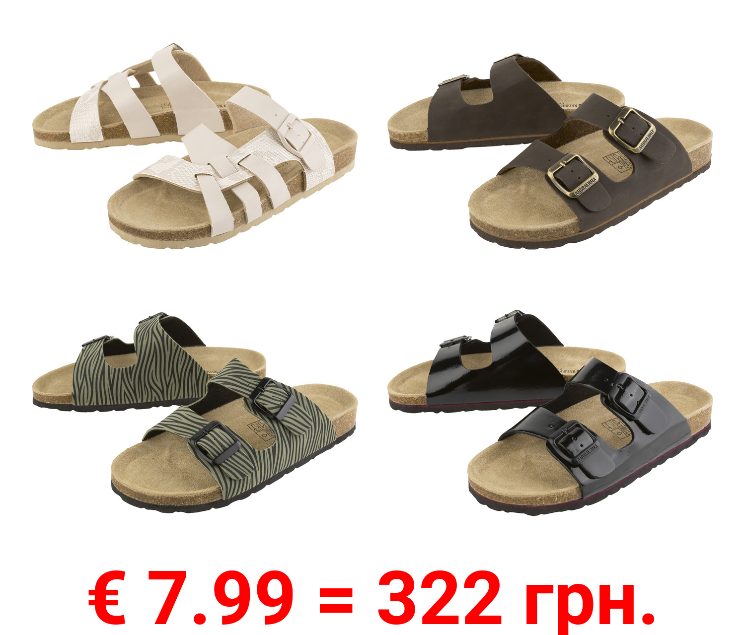 esmara® Damen Pantoletten mit Lederdecksohle